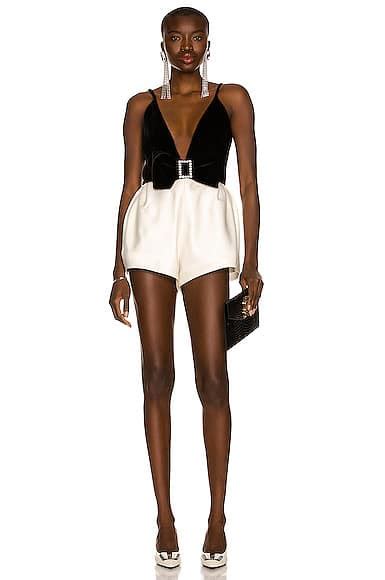 Saint Laurent Deep V Romper In Black 